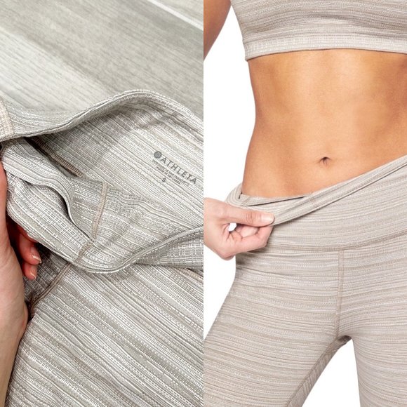 Athleta High Rise Jacquard Chaturanga 7/8 Tight in Quail Textured Leggings Sz S - Picture 2 of 16